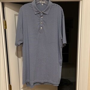 Peter Millar Navy and White Striped Polo Shirt